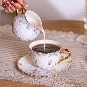 Service à thé de l'après-midi <span class=keywords><strong>en</strong></span> céramique colorée de style pastoral Secret Garden, luxe léger et rétro, avec tasses, soucoupes, théière et sucrier - Product Image 4
