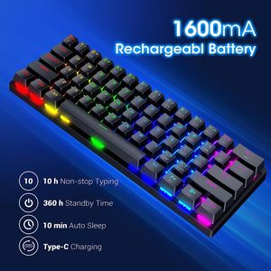 Bàn Phím Chơi Game Trắng Nhãn 60% Không Dây Mini Chơi Game Cơ Khí Bàn Phím Quang Học Chuyển Đổi Màu Đỏ Mini Chơi Game Bàn Phím Cơ Khí - Product Image 1
