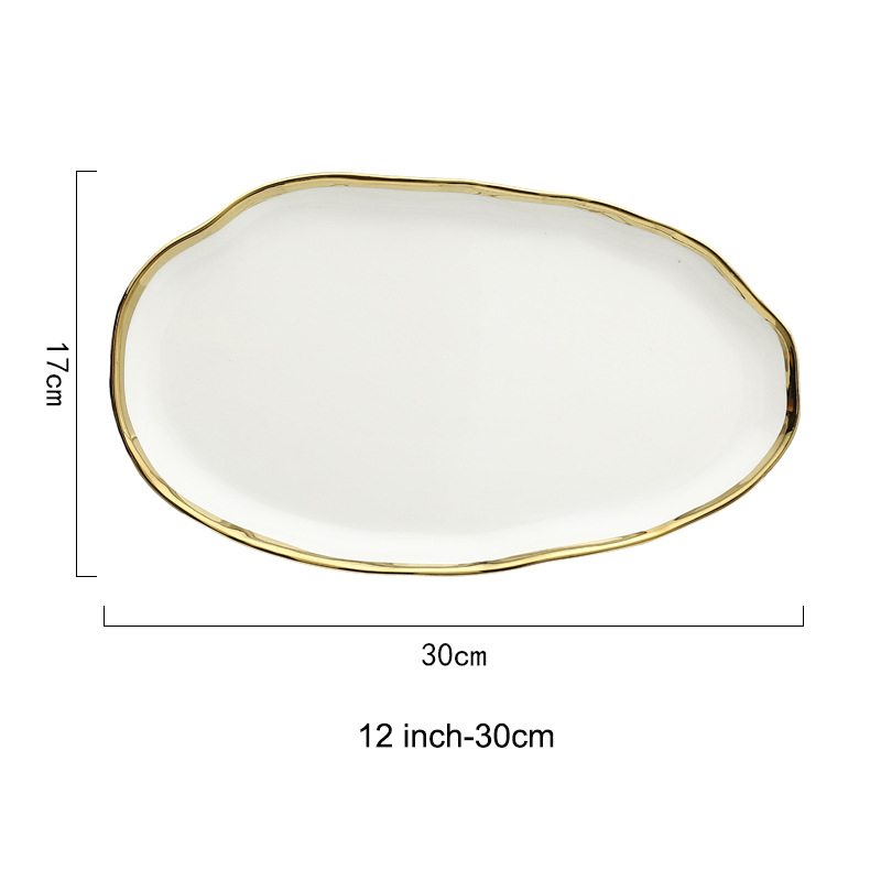 assiette à poisson blanche de 12 pouces