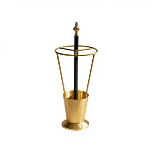Porte-parapluie artisanal en laiton doré antique avec structure en métal pour la décoration intérieure, support autoportant - Product Image 1