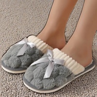Sandal Rumah Kasual Wanita Nyaman Hangat dengan Lapisan Bulu Imitasi Sepatu Sandal Berbahan Katun yang Bernapas dan Lembut.