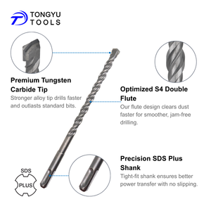 SDS Plus Masonry <strong>Drill</strong> <strong>Bit</strong> with Tungsten <strong>Carbide</strong> Tip, Concrete Granite Drilling <strong>Bit</strong> for Rotary Hammer - Product Image 2