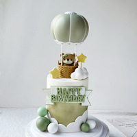 Cartoon Heißluftballon und Blauer Bär Weiche Plastikfigur Kinder Geburtstag Baby Geburtstagsparty Tortendekoration Ornamente