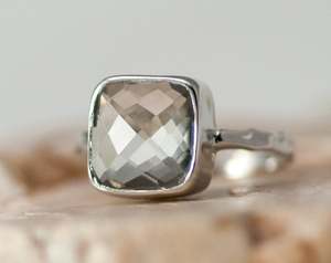 Bague Facettée en Argent Sterling 92,5 avec Améthyste Verte Naturelle, Finition Or Classique, Certifiée par un Certificat Tierce Partie, Cadeau Unisexe - Product Image 2