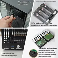 Boîtier NAS Sagittarius à 8 baies, compatible avec les cartes mères MATX |   Alimentation électrique ATX |   Quatre emplacements PCIE pleine hauteur |   Volume 21,8L