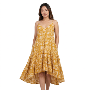 Vestido de Mujer, Nuevo Diseño Moderno, Sin Mangas, Mini, para Fiestas de Invierno y Verano, Casual, Estampado Floral, de Algodón Lavable, Corte en A - Product Image 1