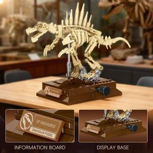 Modèles de jouets squelettes de dinosaures 3D : Spinosaurus, T-Rex, Triceratops, Fossiles, Tyrannosaurus Rex – Blocs de construction miniatures - Product Image 3