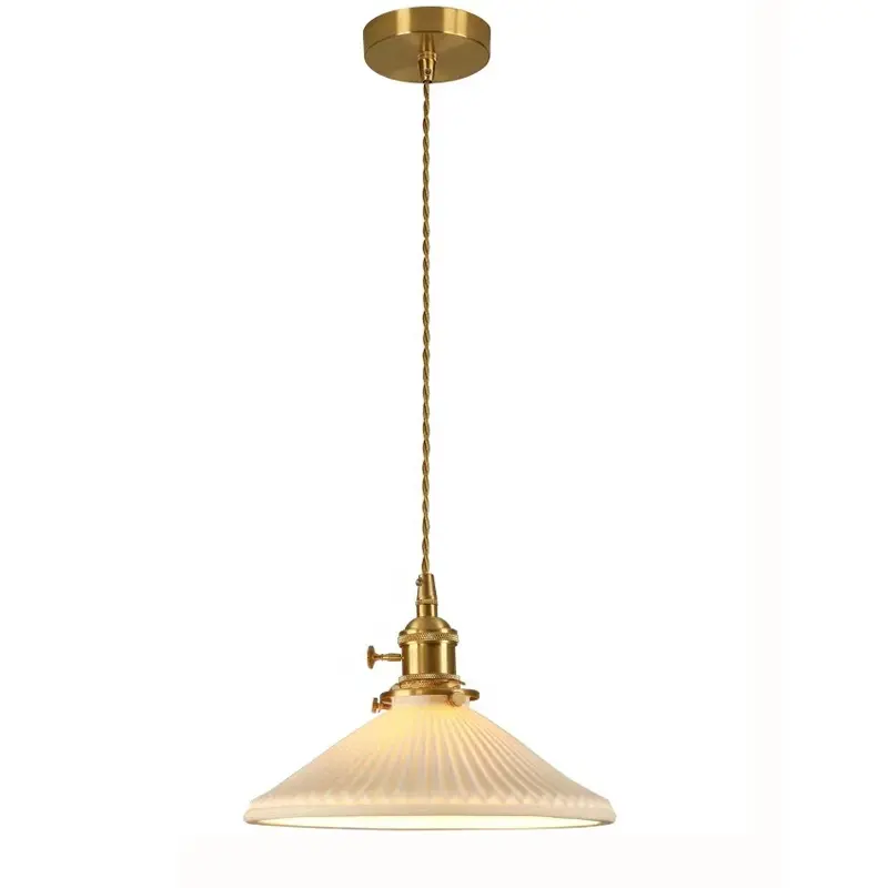 Japanse Geplooide Lamp Retro Wit Kleur Keramisch Materiaal Led Hangende Hanglamp Voor Huisdecoratie