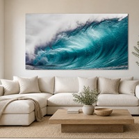 Impression murale vague turquoise Océanique Paysage marin de surf pour maison de plage, hôtel, bureau, intérieurs modernes côtiers