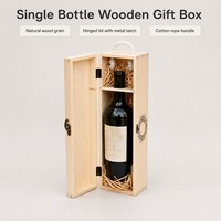 Boîte à vin à charnière, à ouverture latérale verticale, avec support pour bouteilles à col étroit, découpe circulaire, emballage lâche et intérieur doublé