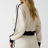 Veste courte surdimensionnée pour femme avec poches latérales contrastées et rayures, design personnalisé en gros