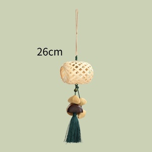 Carillon éolien en coquille de graines naturelles, cloche à sonnette en bambou tissé à la main, décoration d'intérieur, ornement suspendu pour voiture - Product Image 3