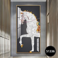 Tableau mural moderne encadré de luxe Cheval scintillant, Décoration de galerie de couloir, Peinture en porcelaine cristalline, Prêt à accrocher