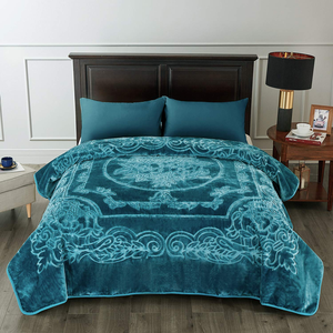 Trend Solid Plain Korean Style Raschel <b>Blanket</b> 100% Polyester Soft Heavyweight Thick Warm Floral Embossed Pattern All-Season - Product Image 2