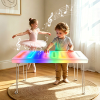 Table d'apprentissage musicale pour enfants HUAJUN HJ50 avec lumières LED, 8 sons d'animaux, piano pliable, alimentée par piles, étanche et durable