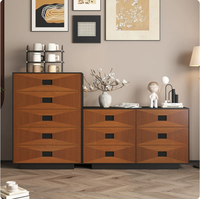 Commode en bois massif de style médiéval, armoire de rangement rétro multifonctionnelle à tiroirs de grande capacité pour le salon