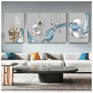 Quadro da Parete di Lusso in Porcellana Cristallina Nordica <span class=keywords><strong>con</strong></span> Stampa, Cornice in Lega di Alluminio, Dipinto Astratto Industriale su Tela per Arredamento Moderno - Product Image 1