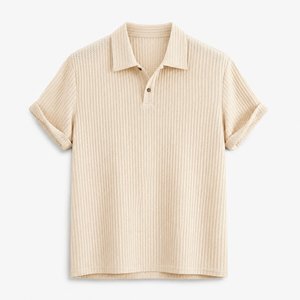 Polo de Manga Corta Tejido Beige para Hombre con Logotipo Personalizado, Color Sólido, Casual, Transpirable, Corte Regular, Estilo Piqué de Algodón - Product Image 4