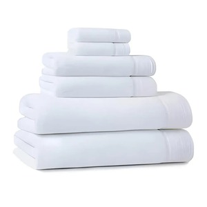 Elegant Hemstitch and Pleated Design 600 GSM Premium Cotton Bath <b>Towel</b> <b>Set</b> 6 Pc Soft and Durable Woven for Luxury - Product Image 1