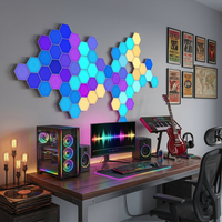 Paneles LED Hexagonales RGB para Pared, Control por Voz y Aplicación Inteligente, Sincronización Musical, Luz Modular para Configuración de Juegos, Decoración de Dormitorio y Estudio