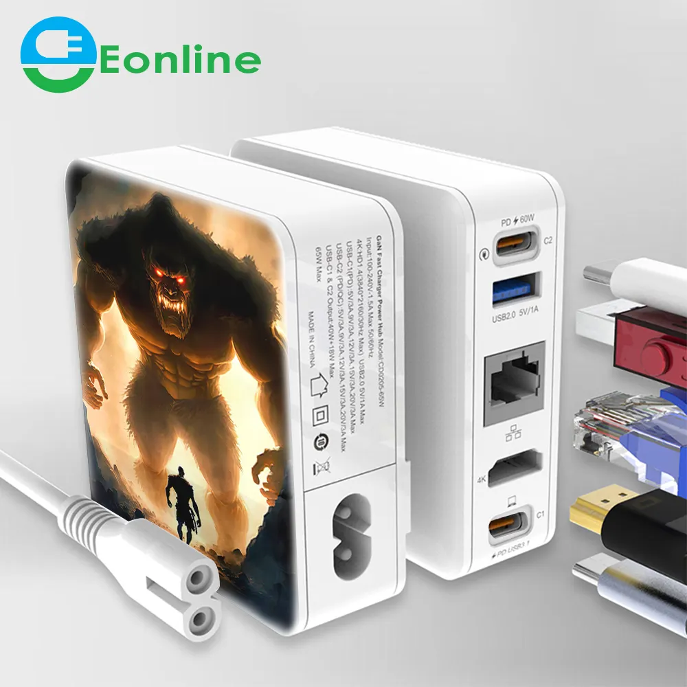 Eonline 3D USB C Docking Station 5 trong 1 gan sạc Multiport Adapter với hd-tương thích Ethernet PD USB cho MacBook máy tính xách tay