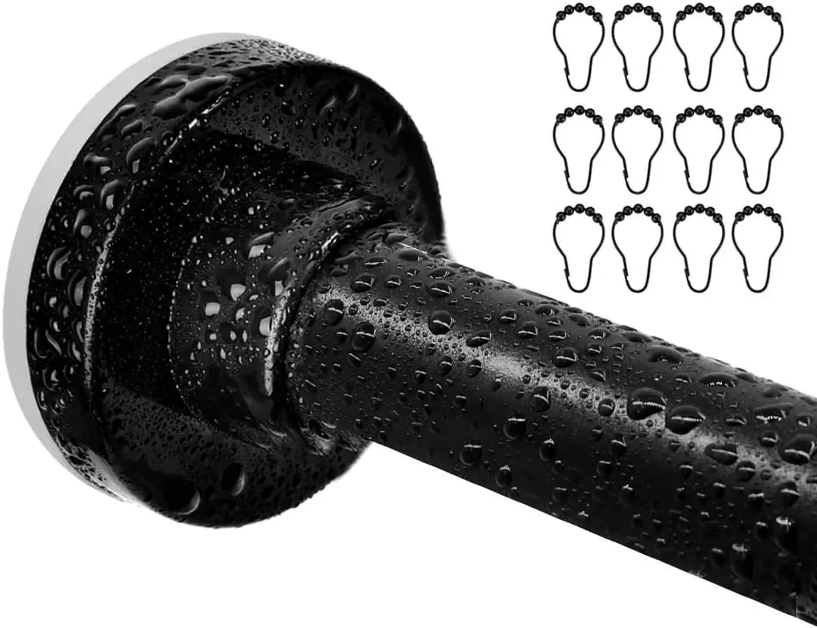 Poteau de fenêtre de douche en acier inoxydable 304 noir mat barre de rideau de douche barre de support de douche de tension