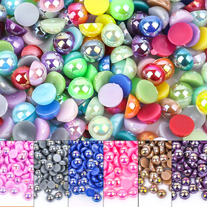 VC venta al por mayor AB colores plástico ABS parte posterior plana perla medio redondo diamantes sueltos DIY accesorios para el cabello diamantes de imitación a granel medias perlas - Product Image 1