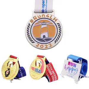 Ucuz kişiselleştirilmiş yüzme madalyası çinko alaşım 3d okul etkinliği paten Metal spor madalyası ve kurdeleler madalya maraton spor