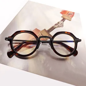 New fashionable men's and women's universal small circular metal acetate fiber beautiful eyeglass frame