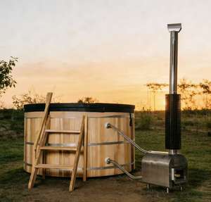 Bain à remous professionnel avec chauffage extérieur au bois, idéal pour la récupération, livraison rapide, avec couverture isolante - Product Image 1