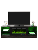 Meuble TV Luxstar 72" avec Foyer Électrique 36" Lumière LED, Meuble de Rangement en Bois, Console Multimédia pour Téléviseur avec Cheminée