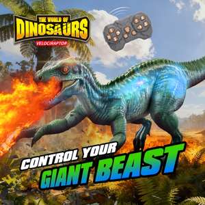 Jouet <span class=keywords><strong>dinosaure</strong></span> <span class=keywords><strong>Velociraptor</strong></span> <span class=keywords><strong>télécommandé</strong></span> 2,4 G avec pulvérisation de brume, lumière LED et son rugissant - <span class=keywords><strong>Dinosaure</strong></span> RC interactif pour enfants - Product Image 2