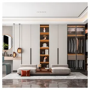 Высококачественный Меламиновый шкаф с 4 дверями, угловой шкаф для спальни, портативный стеклянный шкаф в форме буквы L