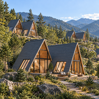 Maison préfabriquée modulaire en A facile à installer pour les vacances, avec aménagement personnalisé pour les complexes hôteliers, Airbnb et hôtels de glamping