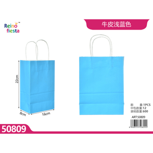Bolsas de papel Kraft personalizadas azul claro con asas para regalos al por menor Exposiciones Compras Velas Artesanía-Venta al por mayor - Product Image 1