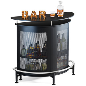 Tribesigns Wholesale Modern Metal Wood Living Room Furniture Black Bar Cabinet Liquor Beer Rack