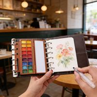 Coffret Cadeau Bview Art : Carnet à Anneaux Portable Rechargeable avec Bloc de Dessin de Voyage pour Aquarelle et Outils de Papeterie Complets