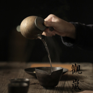 Handmade Iron Rust Glaze Ceramic Teapot With Gold Handle Round Shape For Kung Fu <b>Tea</b> <b>Set</b> Single Pot - Product Image 2