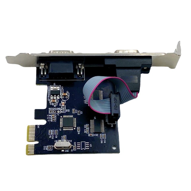2-Port PCIe RS232 Serial Card DB9 9-Pin COM Port Expansion Desktop Adapter UART Communication for Industrial Control PLC POS