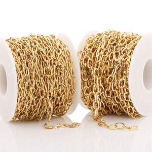 Cadena ovalada de acero inoxidable chapada en oro para la fabricación de collares H1552 - Product Image 1