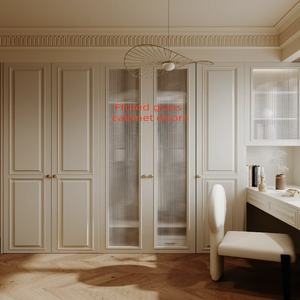 Service de conception gratuit, panneaux de porte en bois écologiques, finition crème douce, forme 3D, armoire/<span class=keywords><strong>vestiaire</strong></span> sur mesure, style contemporain - Product Image 1
