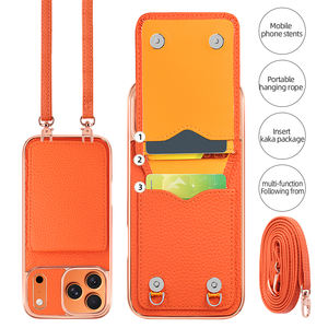 Étui de téléphone VIETAO en cuir PU électroplaqué avec porte-cartes, cordon réglable et sangle bandoulière, placage or rose - Product Image 1