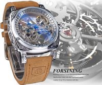 Montre squelette automatique FORSINING FSG8248M3 pour homme, étanche, mécanique, de luxe, rétro, Reloj