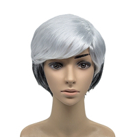 Wig sintetis pendek berlapis biru untuk wanita, tahan panas, sempurna untuk pesta dan acara sehari-hari