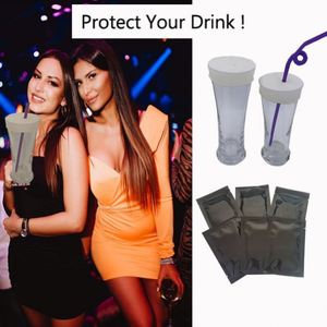 Protège-gobelets en latex avec trou pour paille, adaptés à toutes les tailles de gobelets, pour la prévention des boissons empoisonnées - Product Image 5