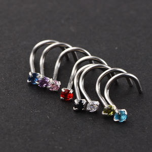 С украшением в виде кристаллов нос шпильки серебро, золото, розовое золото кольца носа хирургическая сталь ухо ювелирное изделие для тела, Сексуальная Пирсинг хрящ - Product Image 2