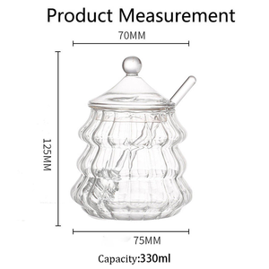 Tarro <span class=keywords><strong>de</strong></span> <span class=keywords><strong>miel</strong></span> <span class=keywords><strong>de</strong></span> vidrio <span class=keywords><strong>de</strong></span> borosilicato alto con forma <span class=keywords><strong>de</strong></span> árbol <span class=keywords><strong>de</strong></span> Navidad, resistente al calor, con cucharón <span class=keywords><strong>de</strong></span> vidrio. - Product Image 6