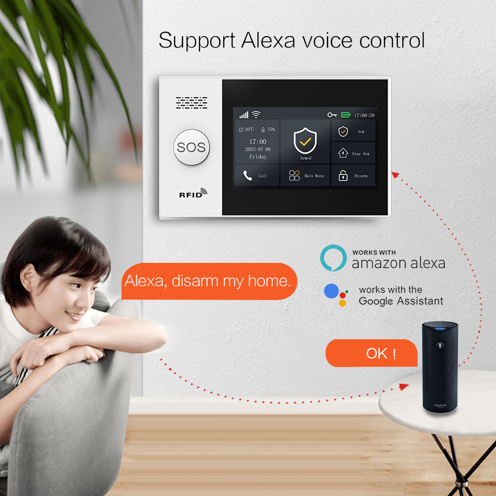 Tuya Alarm System 4.3 Inch IPS Screen Home Security Wifi GSM Alarm System Voice Remind Touch Screen Supply Alexa google Home · image 2