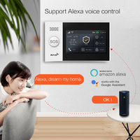 Système d'Alarme Tuya Écran IPS de 4.3 Pouces Système d'Alarme GSM Wifi pour Sécurité Domestique Rappel Vocal Écran Tactile Compatible Alexa Google Home