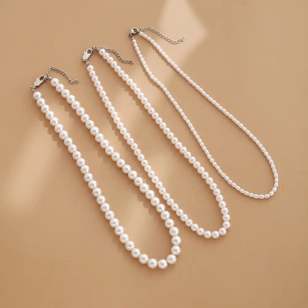 6mm 8mm pearl necklace High Quality Imitation Pearl Glass Pearl Beaded Women's Necklace Choker Mother's Day jewelry gi